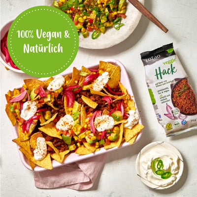 Vegane BIO-Fertiggerichte: 100% Pflanzlich und  natürlich, hier das Veggie Hack als beliebtes Fleischersatzprodukt